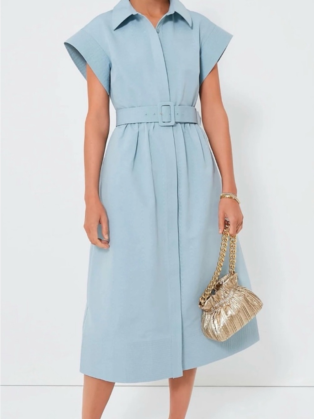 Tuckernuck Slate Blue Chloe Midi Dress A-Line Collared Button XXXL